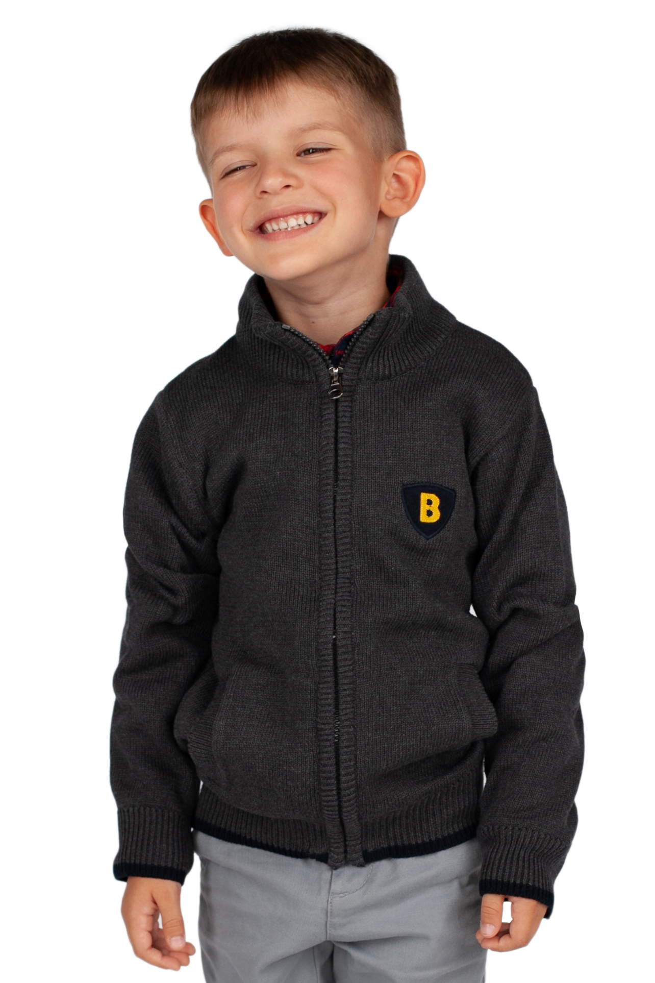 Кардиган для мальчика (арт. baon BK648502), размер 122-128, цвет grey melange#серый Кардиган для мальчика (арт. baon BK648502) - фото 1