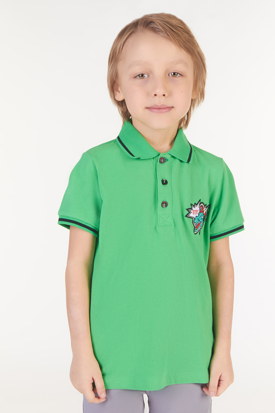 Поло для мальчика (арт. baon BK708002), размер 98-104, цвет зеленый Поло для мальчика (арт. baon BK708002) - фото 1